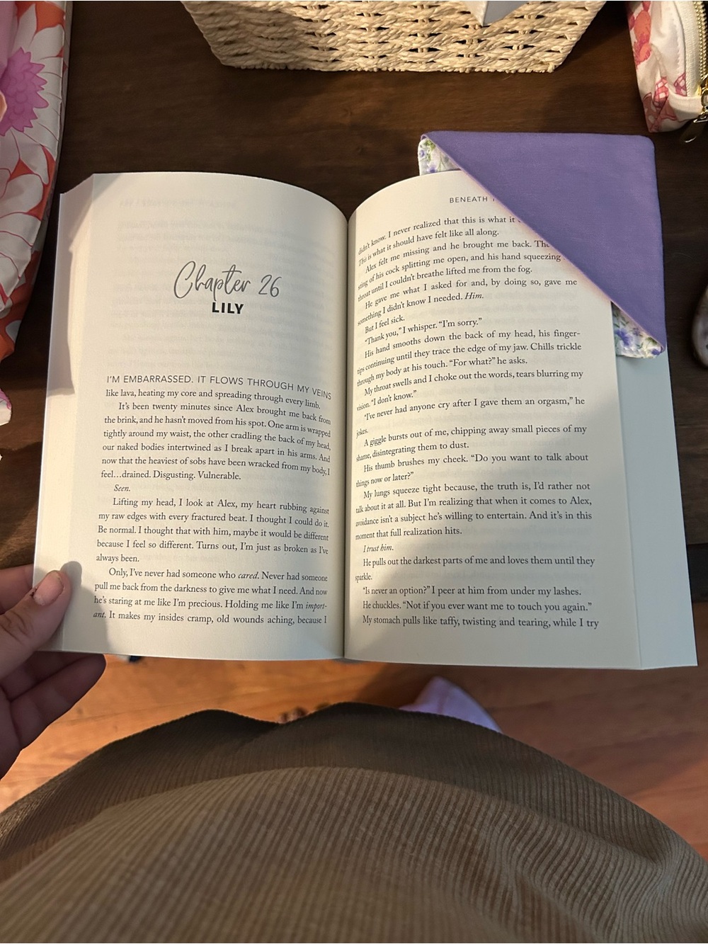 Purple Floral Corner Bookmark - Fabric Ribbon Page Marker